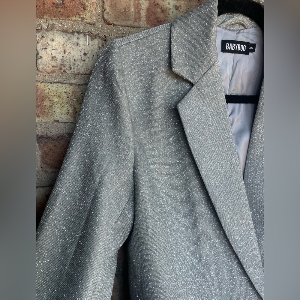 Babyboo Metallic Silver Double Breasted Blazer🖤 - Picture 5 of 14